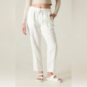 Athleta White Linen Retreat Ankle Pant Size L
